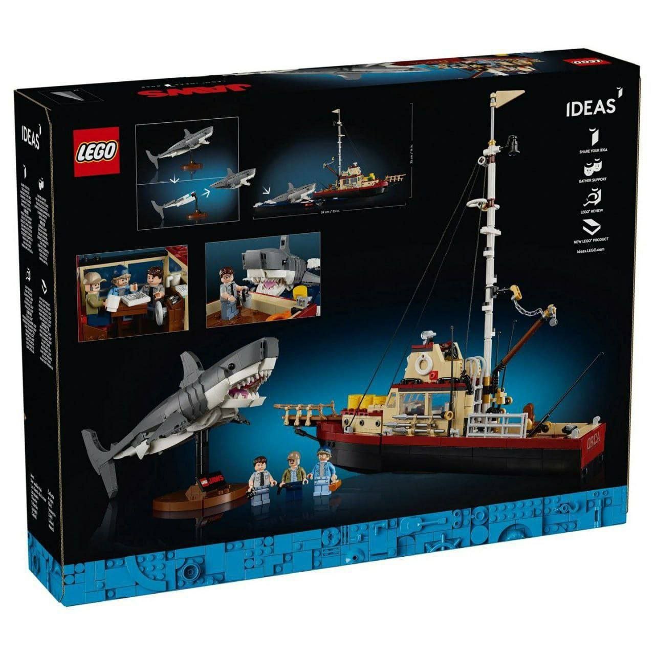 Внезапно: LEGO выпустят набор по «Челюстям».  Легендарный фильм Спилберга превратится в набор из 1500 деталей за $160. Правда, крови можно не ждать: даже в рекламном ролике акула только пощекотала девушк и не напала