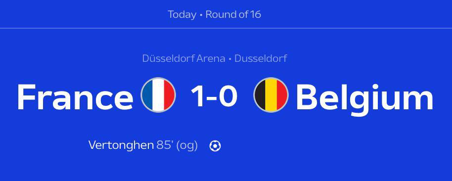 Франция - в четвертьфинале Евро-2024  «Трехцветные» в 1/8 финала обыграли предельно унылую  Бельгию со счетом 1:0.