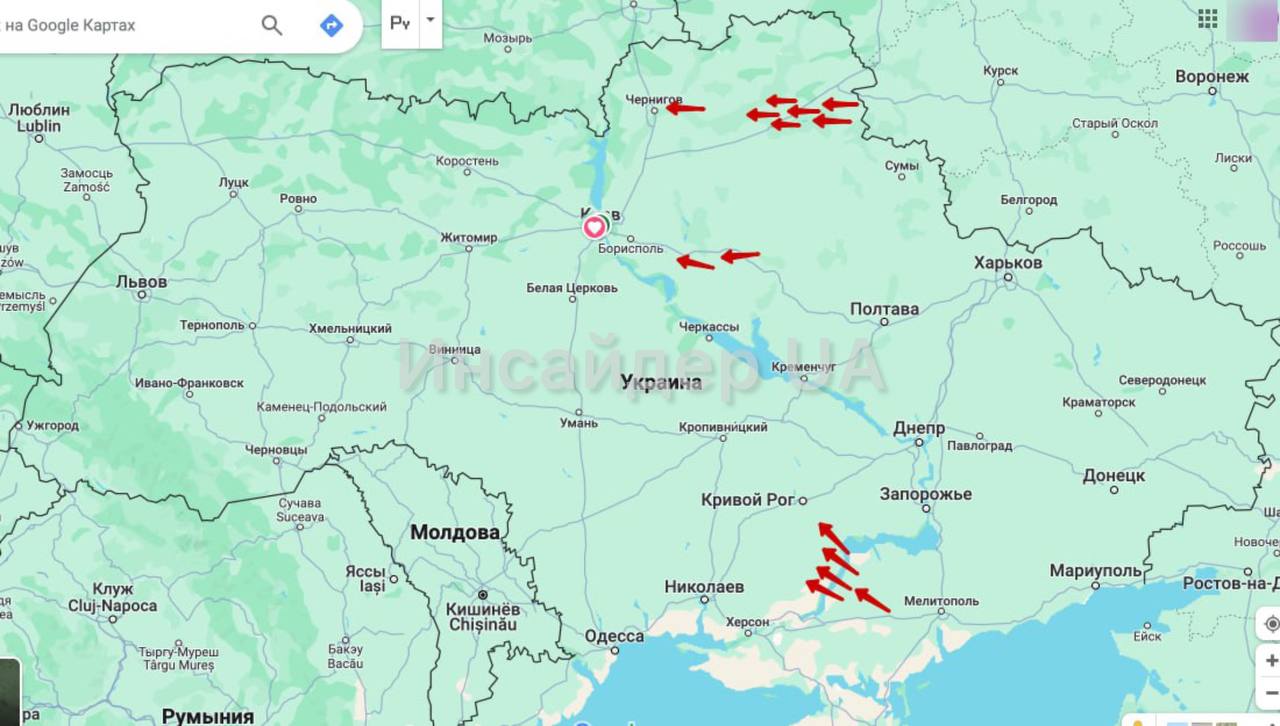 В воздухе всего около 20 шахедов.  Первый уже залетает в Киевскую область со стороны Полтавской. За ним идет второй.  Также сейчас есть угроза для Чернигова. Первый самый быстрый уже подлетает к городу.   По остальным - обстановка на карте.