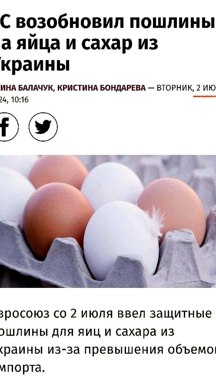 ЕС восстанавливает ввозные пошлины на украинский сахар и куриные яйца